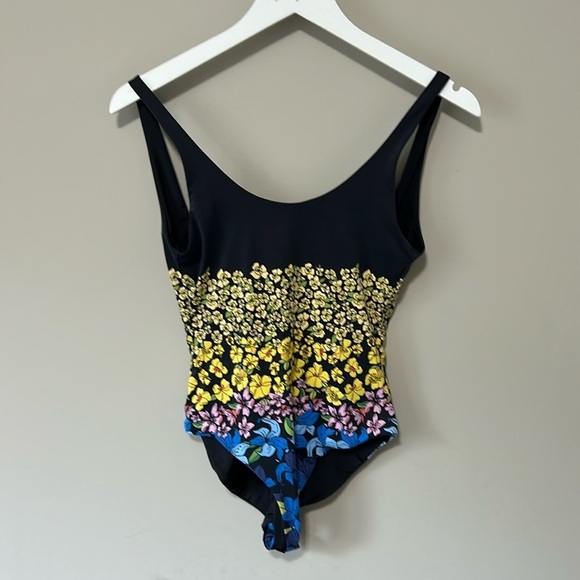 Onia Womens Rachel Classic High Leg Open Black One Piece Swimsuit Floral Sz S - Picture 4 of 13